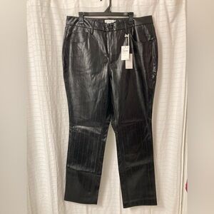 Good American Shiny Black Leather look pants